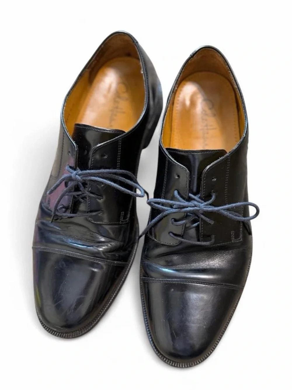 Cole Haan Men’s 12E Black Leather Cap Toe Oxford Dress Shoes Lace Up Wide